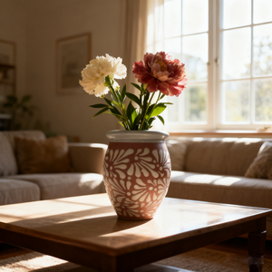Jarrón de Flores de <span class=keywords><strong>Talavera</strong></span> Pintado a Mano, Marrón y Blanco, para Decoración de Sala de Estar, Regalo de Inauguración de Casa - Product Image 4