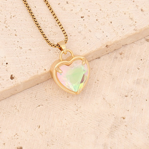 Liontin hati kalung baja tahan karat emas 18K kalung baja hati warna-warni harga pabrik kalung perhiasan Choker untuk wanita