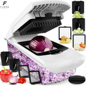 Fjord WYR 2026 Hachoir à légumes multifonctionnel en acier inoxydable 15 pièces, coupe-<span class=keywords><strong>ail</strong></span>, sans BPA, fonctionnement manuel, portable - Product Image 1