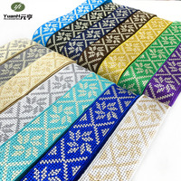 Ruban en jacquard ethnique en polyester de 4 cm, ruban brodé, dentelle colorée, garniture tendance, motif personnalisé pour vêtements DIY