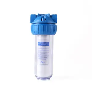 Carcasa de filtro de agua de plástico transparente de una sola etapa con cartucho de filtro para uso doméstico completo