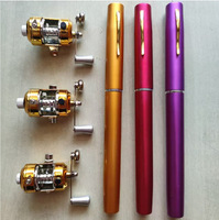 Nouvelles ventes en gros léger télescopique Mini stylo canne à pêche moulinet Combo ensemble en alliage d'aluminium petit stylo de poche canne à pêche pôle
