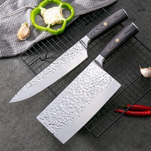 Vendita calda 3 pezzi di coltelli da cucina professionali in acciaio per forgiare verticali <span class=keywords><strong>Set</strong></span> di coltelli da Chef con manico in legno marrone realizzato in acciaio di alta qualità - Product Image 6