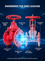 Vanne à opercule à bride homologuée FM, 3 pouces, en fonte, pour alimentation en eau, 200 PSI, AWWA C509, homologuée UL
