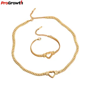 Ins Retro Fashion Jewelry Stainless Steel Hollow Heart Clavicular Chain Luxury Necklace Bracelet Set Vintage Jewelry Accessories