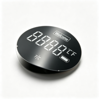 Étiquette adhésive personnalisée OEM pour fenêtre d'affichage LCD ronde, avec icônes de température, de batterie et de bienvenue, en PVC/PET, sérigraphiée