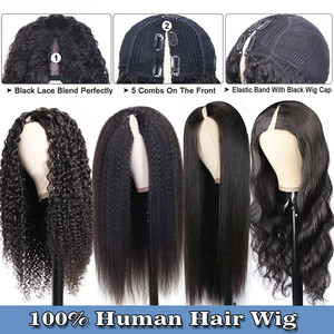 Perruques pour femmes les <span class=keywords><strong>moins</strong></span> chères, en cheveux humains, bouclées profondes, avec raie en V, sans colle, en cheveux indiens bruts, provenant d'un fournisseur en gros d'Inde - Product Image 5