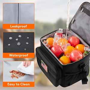 Boîte à lunch tactique pour hommes, sac à lunch isotherme avec fermeture éclair, 9L, 12 canettes, polyester, résistant aux fuites, noir - Product Image 5