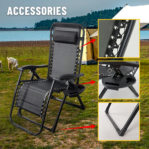 Sedia <span class=keywords><strong>da</strong></span> Campeggio Doppia Reclinabile <span class=keywords><strong>da</strong></span> Esterno, <span class=keywords><strong>Sdraio</strong></span> a Gravità Zero con Rete Traspirante e Cuscino - Product Image 2