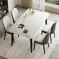 Ensemble de table à manger en pierre frittée, mobilier de salle à manger rectangulaire moderne avec chaises en PU, table à manger pour la maison et les restaurants, vente en gros