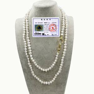 Collar de perlas naturales de 120 CM de largo, forma Barroca, cierre chapado en oro de 18 quilates, collar de suéter anudado, COLLAR DE PERLAS de agua dulce 100% - Product Image 1