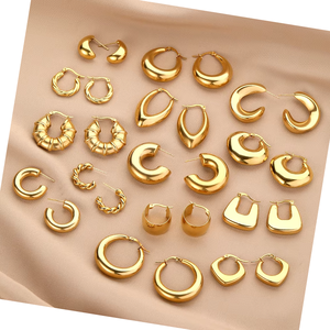 Pendientes de Aro en Forma de C, de Acero Inoxidable con Baño de Oro PVD, Resistentes al Agua, para Mujer, Joyería de Moda, Venta al Por Mayor - Product Image 5