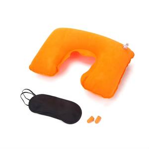 1 Juego 3 en 1 almohada de viaje en forma de U flocado cuello inflable cojín de aire almohada visera con tapón para los oídos - Product Image 5