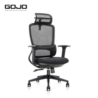 Silla de Oficina Ejecutiva Moderna, Totalmente Negra, con Respaldo Alto de Malla, Ergonómica, Giratoria, con Reposabrazos y Reposacabezas 3D