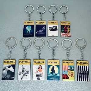سلسلة مفاتيح موسيقية واسعة عصرية من سبائك الزنك بتخفيضات كبيرة ، حلقة مفاتيح من Playbill للنساء والرجال والفتيان والفتيات ، سلسلة مفاتيح هدايا للسيارة - Product Image 1