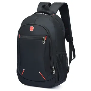 Bolso escolar inteligente de poliéster de gran capacidad para hombre, mochila de viaje para ordenador portátil de negocios, a la moda, color negro