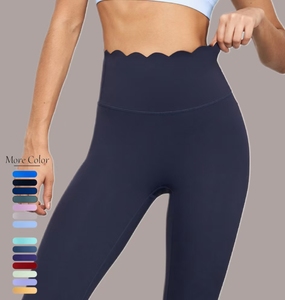 Nouveau pantalon de yoga nu à séchage rapide taille haute hanche ascenseur course Yoga Leggings porter sport nu Fitness pantalon à <span class=keywords><strong>neuf</strong></span> points - Product Image 1