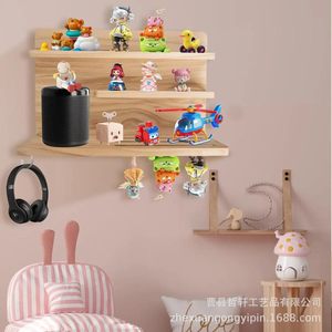 Solid Wood Wall Mounted Floating <b>Shelf</b> Multi Layer Storage <b>Rack</b> For Children Room Toy Organizer With Hanging Feature - Product Image 1
