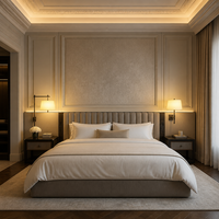 Lampe murale de luxe moderne pour hôtel et maison, avec abat-jour en métal et tissu, idéale pour la lecture au chevet ou comme éclairage d'appoint.