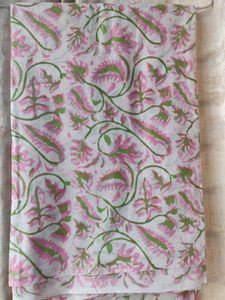 Hand <b>Block</b> <b>Printed</b> Pink Floral Cotton Fabric for Curtains Cushions Sewing Home Decor and Upholstery by the Yard - Product Image 4