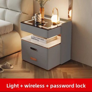 Table de <span class=keywords><strong>chevet</strong></span> intelligente pour petit appartement, chambre à coucher, style luxe simple et moderne, avec charge sans fil, interface USB, multifonctionnelle - Product Image 4