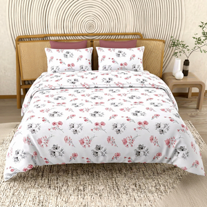 Best Selling Cotton Floral Print Bedding Set Hotel Bed Sheet With <b>Pillow</b> Covers at Low Price - Product Image 1
