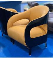 Fauteuils de salon en cuir orange nordique haut de gamme, meubles de maison, fauteuil d'appoint, canapé moderne de luxe, fauteuil simple