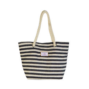 Sedex Bsci Factory Luxury <b>Women</b> Trendy Bling Foil Printed Striped Rope Handle Luxury Beach <b>Bag</b> - Product Image 2