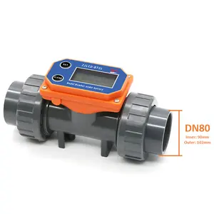 Removable Electronic Display Water Meter PVC Flow Sensor DN25-DN80 China Supplier For Cold Hot Water Measured 100-3000L/min