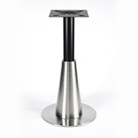 Table de salle à manger ronde en pierre frittée avec base en acier inoxydable, mobilier commercial pour café et restaurant