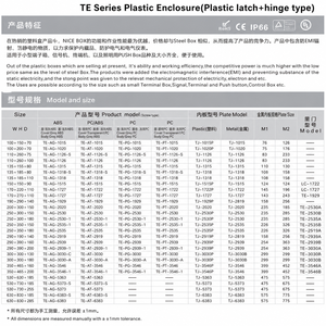 QITAI TE-AT-3546 Scatola di derivazione industriale in plastica PC ABS impermeabile IP66 con coperchio trasparente e chiusure a cerniera - Product Image 5