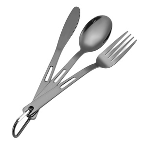 Bán buôn xách tay ba mảnh thép không gỉ thiết lập dao kéo thiết kế hiện đại Bộ đồ ăn cho cắm trại ngoài trời du lịch-nĩa dao muỗng - Product Image 6