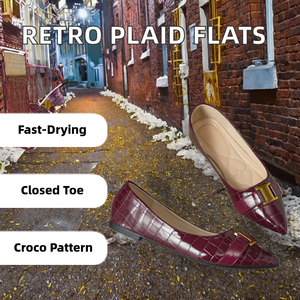 Sandales plates rétro pour femmes, style crocodile, bout fermé, respirantes, antidérapantes, légères, semelle en caoutchouc, pour toutes les saisons - Product Image 2