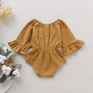 Ropa de Verano de Buena Calidad para Bebés Prematuros de 0 a 3 Años, Mono de Algodón de Manga Larga con Lazo, Cuello Redondo y Manga Acampanada - Product Image 4