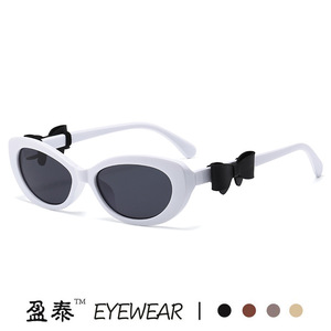 Yingtai Eyewear Oval Sunglasses Tortoiseshell Frame UV400 Women Fashionable <b>Bow</b> Detail - Product Image 5