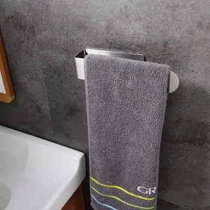 浴室铝制衣架毛巾杆无钻自粘浴墙毛巾架黑色粘性毛巾架
