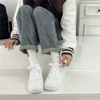 Nouvelles Chaussures de Skate Blanches Vintage 2023 pour Femmes, Style Collège Coréen et Hong Kong, à Lacets, Plateforme, Semelle Intérieure en Maille pour Sports d'Automne