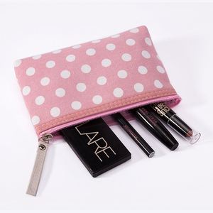 Classic Polka Dot Canvas Zipper Cosmetic Bag <b>for</b> Cards Keys Mobile Phone & <b>Makeup</b> <b>Storage</b> - Product Image 2