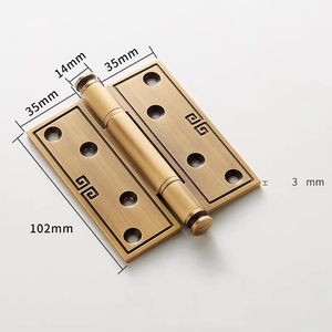 Bisagra plegable silenciosa de cobre de lujo de 4 pulgadas, manija de bloqueo de puerta de madera de latón macizo, rodamiento de espesor 3,0, bisagras modernas de fricción - Product Image 2