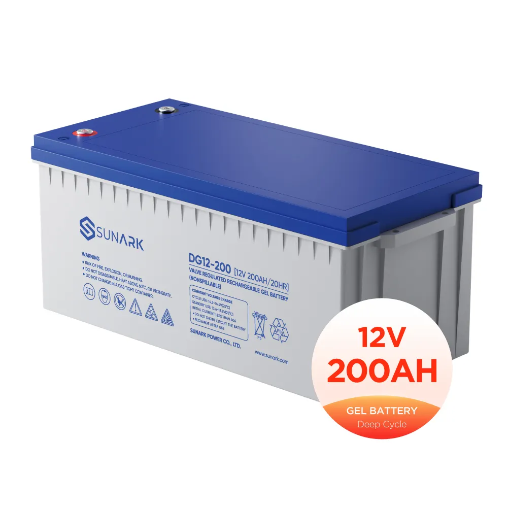 SunArk baterai asam timbal surya, bebas baterai 12V 200Ah siklus dalam perawatan