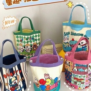 Bolsa de Lona Pequeña con Estampado de Dibujos Animados y Graffiti, Estilo Coreano, para Niñas, Tipo Cubo, para el Almuerzo, de Mano, para Mamá - Product Image 1