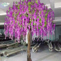 Kustom 5 meter bunga wisteria buatan pohon maple mekar untuk dalam ruangan taman rumah belanja mall bandara dekorasi
