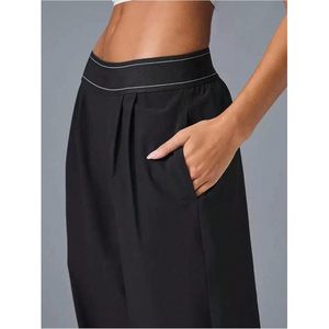 Pantalon droit léger pour femme, taille haute élastique, style yoga décontracté, avec poches - Product Image 5