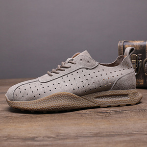 Baskets Chunky en Cuir Véritable pour Hommes, Bout Rond, à Lacets, Respirantes, à Plateforme, Toutes Saisons, Usage Quotidien - Product Image 3