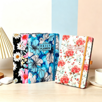 Carnet A5 en cuir PU style floral, reliure thermique, couverture rigide, avec élastique, idéal pour les voyages et les cadeaux, en promotion