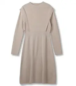 2024 на заказ OEM & ODM женские роскошные элегантные осенне-зимние платья с круглым вырезом и длинным рукавом пуловер свитер с большими оборками
