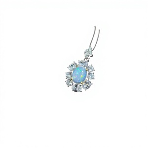Collier en argent sterling 925 avec opale exquise pour <span class=keywords><strong>femme</strong></span>, bijou en pierre précieuse simple de haute qualité, tendance pour cadeau de mariage - Product Image 4