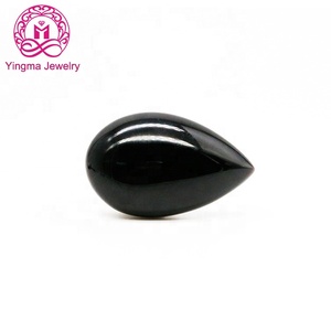 Gema suelta de ágata en forma de pera personalizada, cabujones de ónix negro natural de 8x12mm - Product Image 1