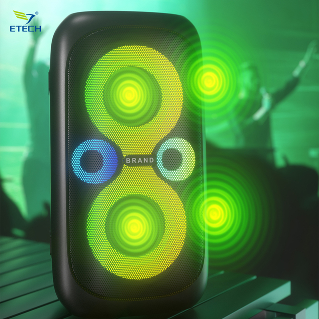 CE/FCC/RoHS Certified Heavy-Duty Party Speaker 360° Bass Wheeled Design Dual Drivers Deliver Crisp Highs Punchy Bass
