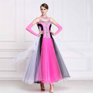 Haute qualité col rond rose et blanc de <span class=keywords><strong>danse</strong></span> Latine robe concurrence valse <span class=keywords><strong>danse</strong></span> de salon robes B-14438 - Product Image 3